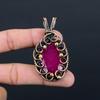 Kashmiri Red Ruby Gemstone Pure Copper Wire Wrapped Handmade Jewelry Pendant