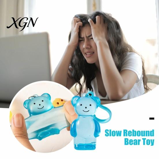 Anxiety Relief Toy Clear Bear Squeeze with Hanging Buckle Stress Sensory Soft Ball Slow Rising Sugar Decompression Animal Maltose Texture