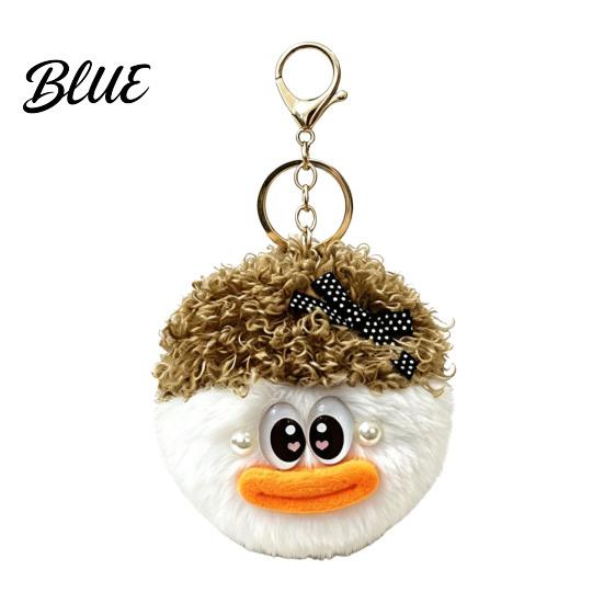 Bowknot Head Keychain Cartoon Curly Hair Keychain, Plush with Metal Clasp, Soft Plushie Bag Decoration Backpacks Handbags Keys Decorative Pendant for