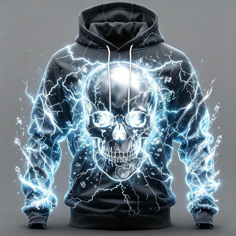Erkek Gotik Kuzgun Kafatası Kan 3D Baskılı Kapüşonlu Sweatshirt Karanlık Korku Grafik Uzun Kollu Sokak Kapüşonlu Sweatshirt