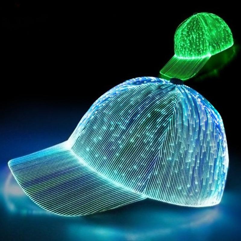 Boné de Pato com Fibra Óptica LED Fashion Não Tóxico Boné de Basebol Brilhante Boné Hip-Hop Brilhante Para Bar Festas de Salto Adereços para Gravação de Vídeo