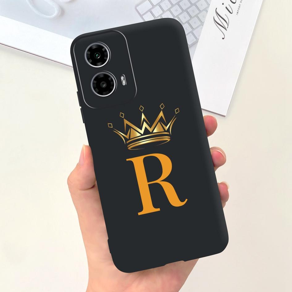 For Motorola Moto G24 Case 2024 New Fashion Crown Letters Soft Black Silicone Back Cover For Moto G34 G 24 Power XT2423-1 Fundas