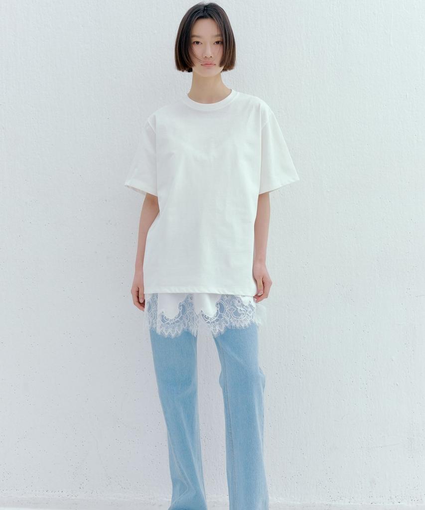 Okuka Lace Strap Satin Dress - White