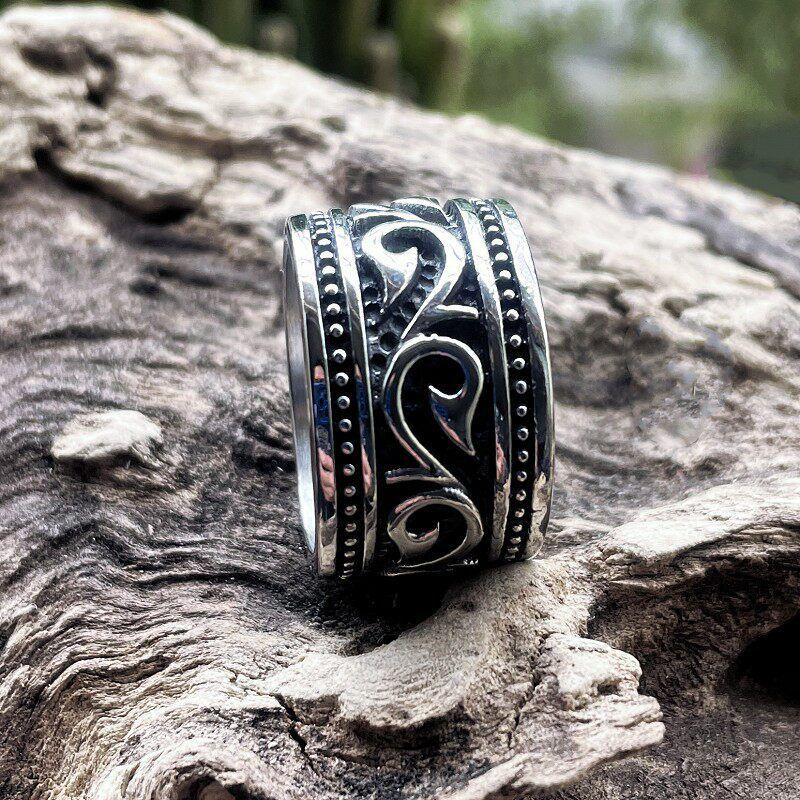 Trendy Fashion Fancy Titanium Steel Ring Men Retro Style Punk Fashion Cool Popular Brand Trendy Punk Food Tail Ring