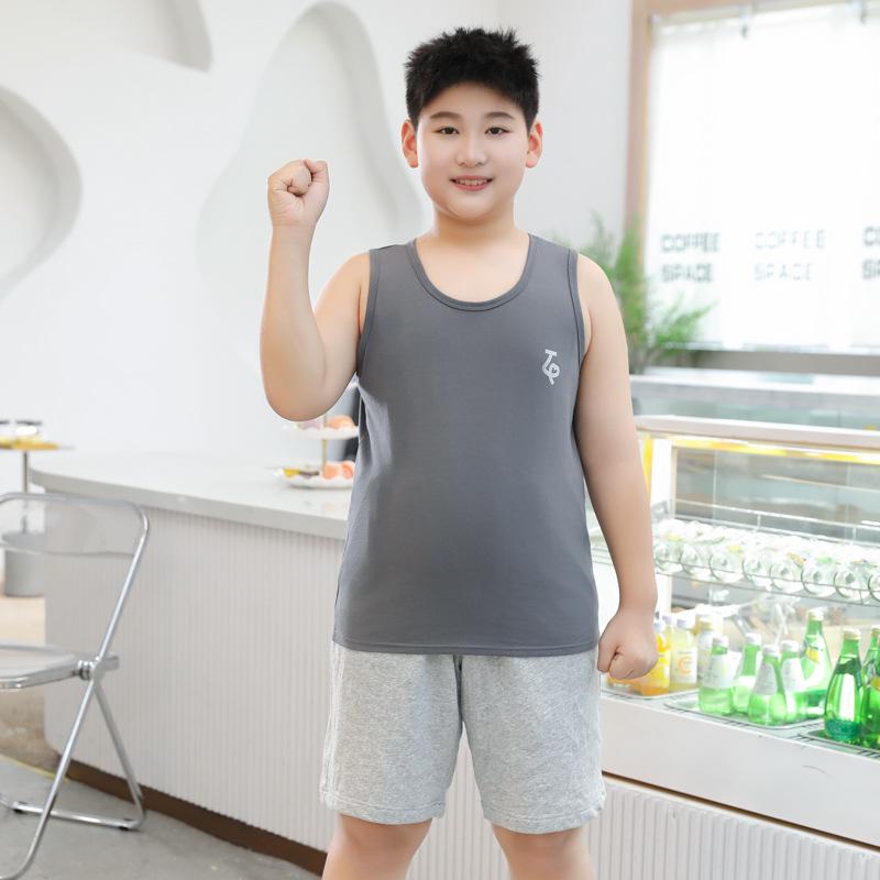 

Бавовняна майка без рукавів для хлопчиків великих розмірів - Літня нижня майка 140cm темно-сірий