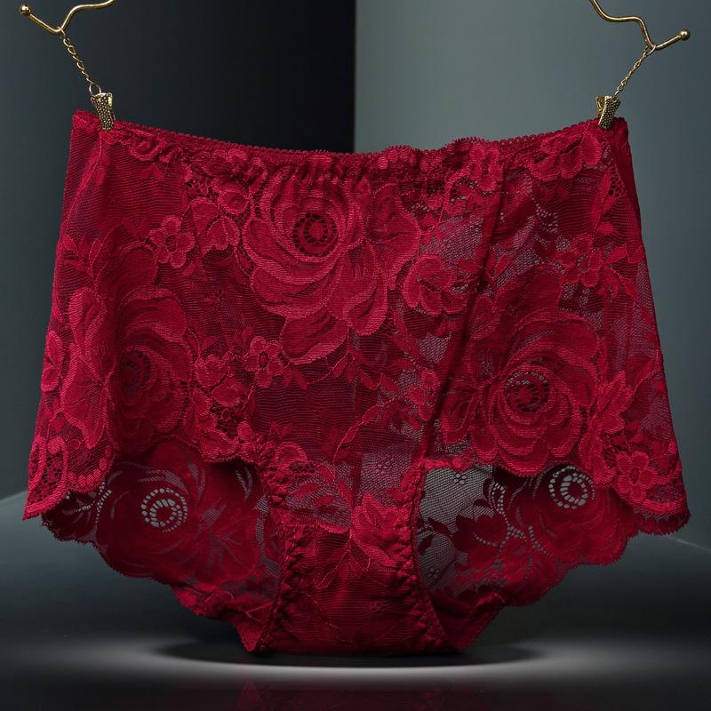 Übergröße Damen Sommer Sexy Spitze Ausgeschnitten Ohne Markierung Zum Schließen Bauch Hohe Taille Dreieck Panties
