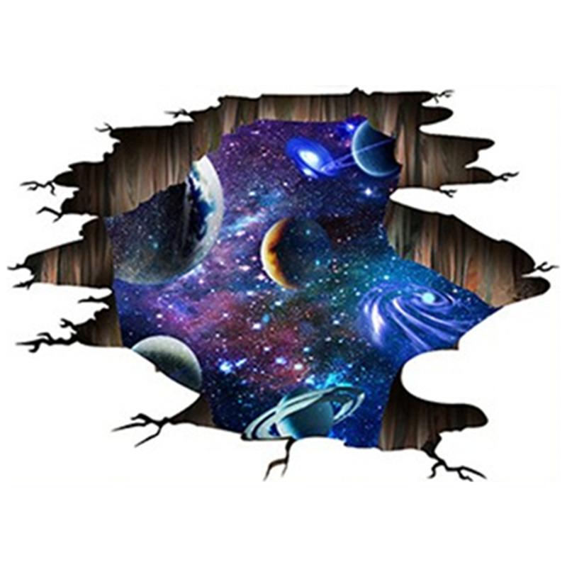 Space Astronaut Mural 3D Wall Hole Art Starry Planet Design Vinyl Stickers Home Decoration For Aesthetic Rooms Ceiling Wallpaper
