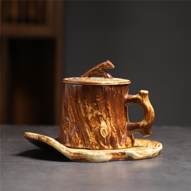 Creative coffee cup set retro mug ceramic shaped cup