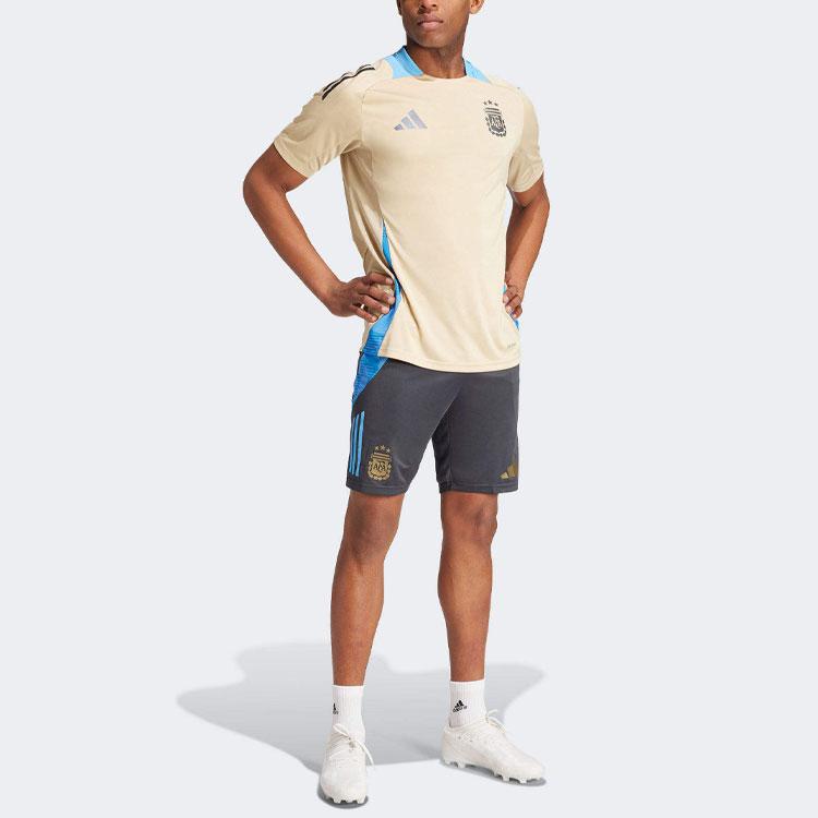 Adidas Tiro 24 Argentina Crest Print Colorblock Soccer Jersey Men Tops Yellow IQ0816