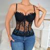 Back Chest Buckle Lace Corset Fish Bone Wrapped Suspender Vest Lace Camisole Party