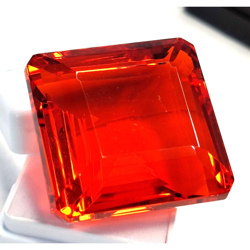 Stunning Mexican Fire Opal Natural Square Cut 124-126 Ct Certified Gemstone