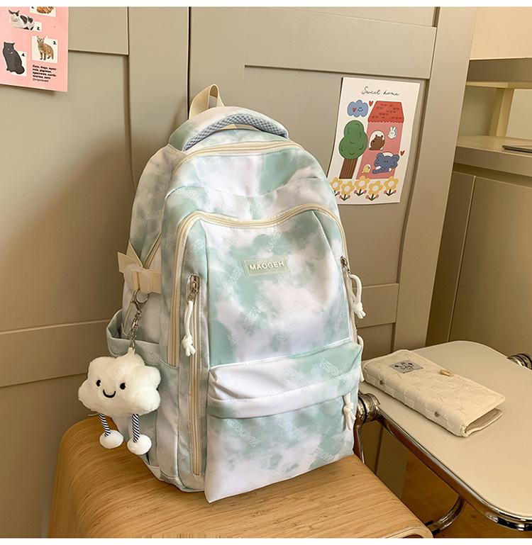 Schoolbag Fashionable Korean Version Backpack School Season New Tie-dye Large-capacity Middle School Student Schoolbag Sweet and Fresh Casual Backpack