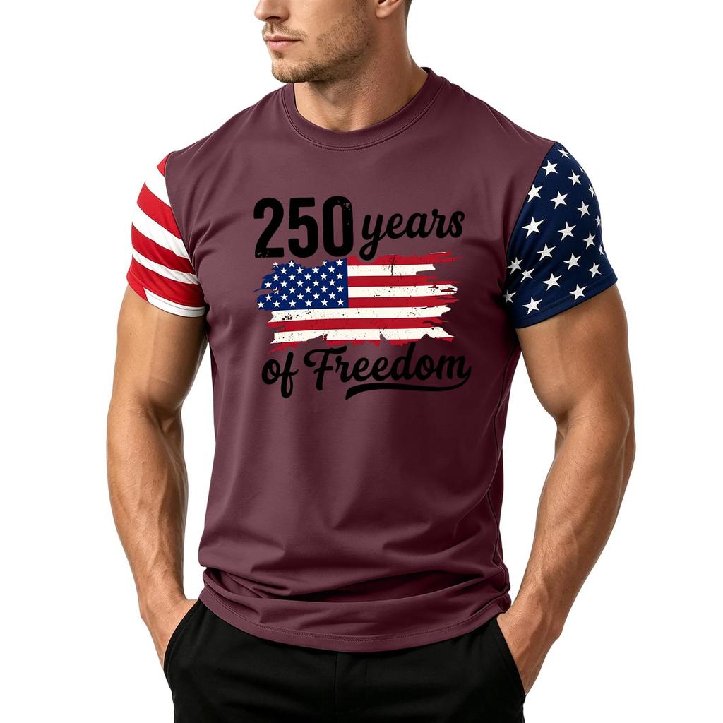 Men's Independence Day Flag Print Short Sleeve T-Shirt, Loose Casual Daily Summer Tops