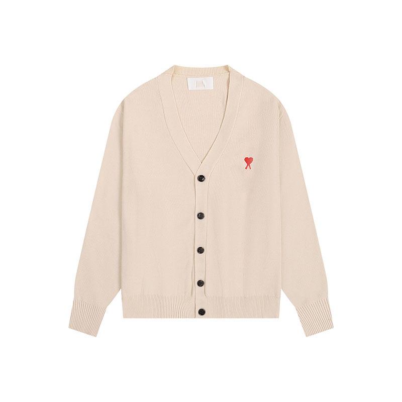 Klassischer Strick-Cardigan mit Herz-Stickerei - Unisex Lockerer Pullover