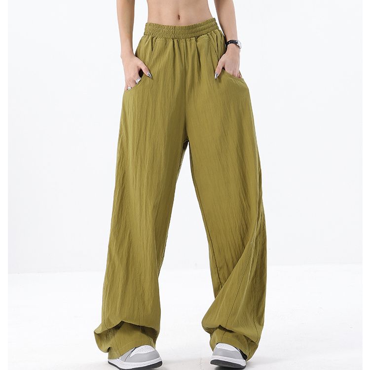 

Woman Y2K Parachute Gray Pants Harajuku Streetwear Solid Elagnt Wide Leg Trousers Oversize Pockets Baggy Cargo Sweatpants 2XL оливковый