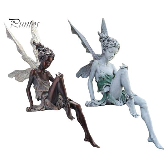 Forest Theme Home Accents Flower Fairy Garden Ornaments, Resin Miniature Figurines with Butterfly Wings for Small Figures Balcony Indoor Outdoor
