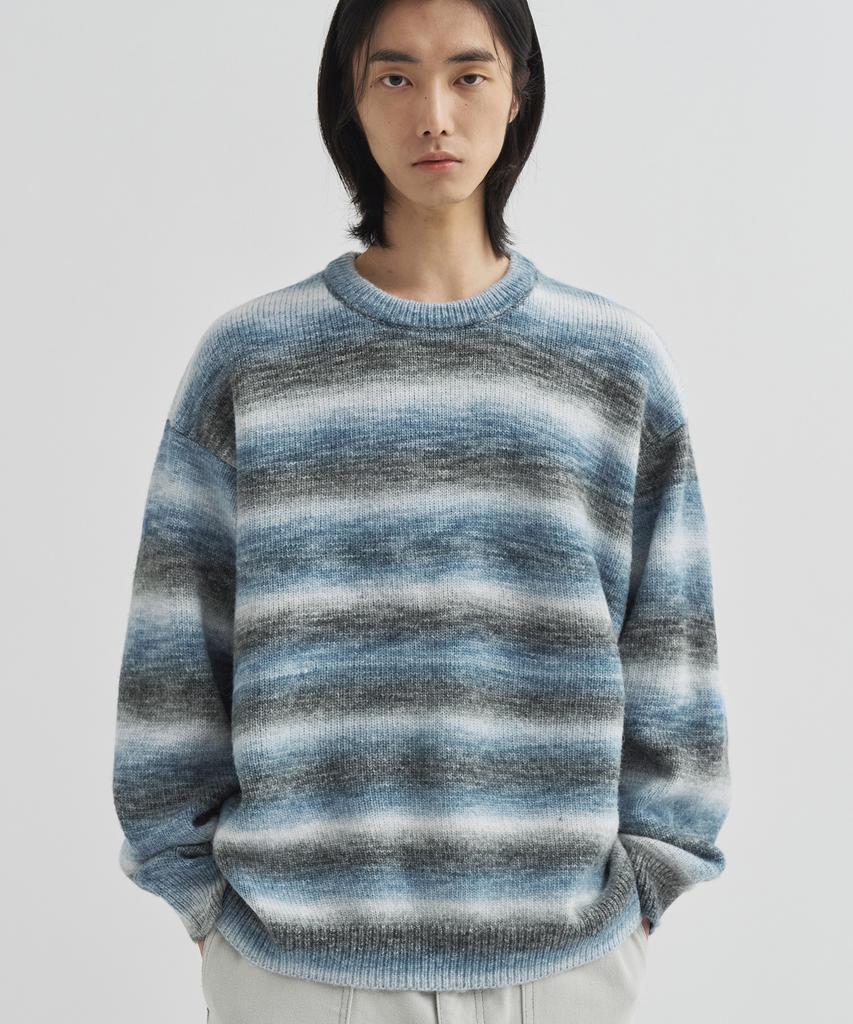 DRAW FIT Wool Gradient Round Pullover Knit [Light Blue]