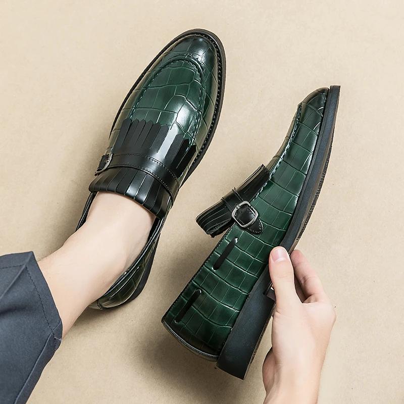 Gentleman Patchwork Tassels Patent Leather Men Shoes Male Monk Strap Wedding Casual  Formal Dress Footwear Shoes for Men