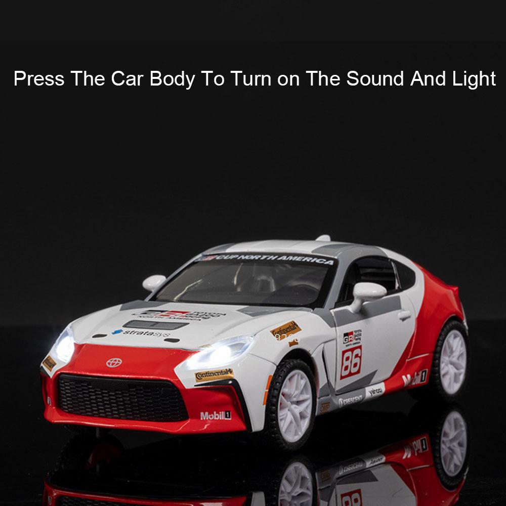 1:32 Scale GR86 AE86 Sports Car Model Toy Metal Diecast Doors Opened Pull Back Miniature Vehicles Models Kids Desktop Ornaments