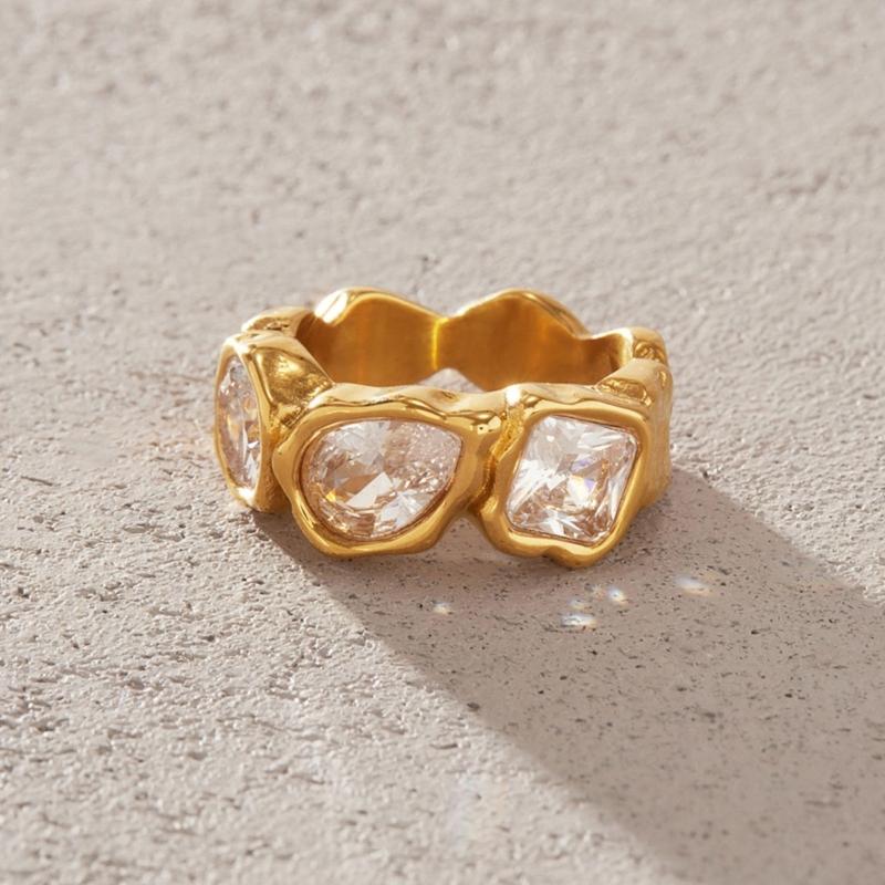 Stainless Steel Fashion Ring with Zircon Detail for Elevated Looks and Daily Styling, Single Piece Giftable Jewelry
