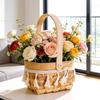 Mini Miniature Dollhouse Basket Tassel Style DIY Hand Woven Basket Handmade Paper Vine Handheld Flower Basket
