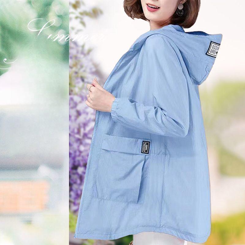 

Весна Лето Женская Куртка Топы с Длинным Рукавом Куртка с Капюшоном Тонкая Одежда для Защиты от Солнца Уличная Спортивная Ветровка XXXL синий