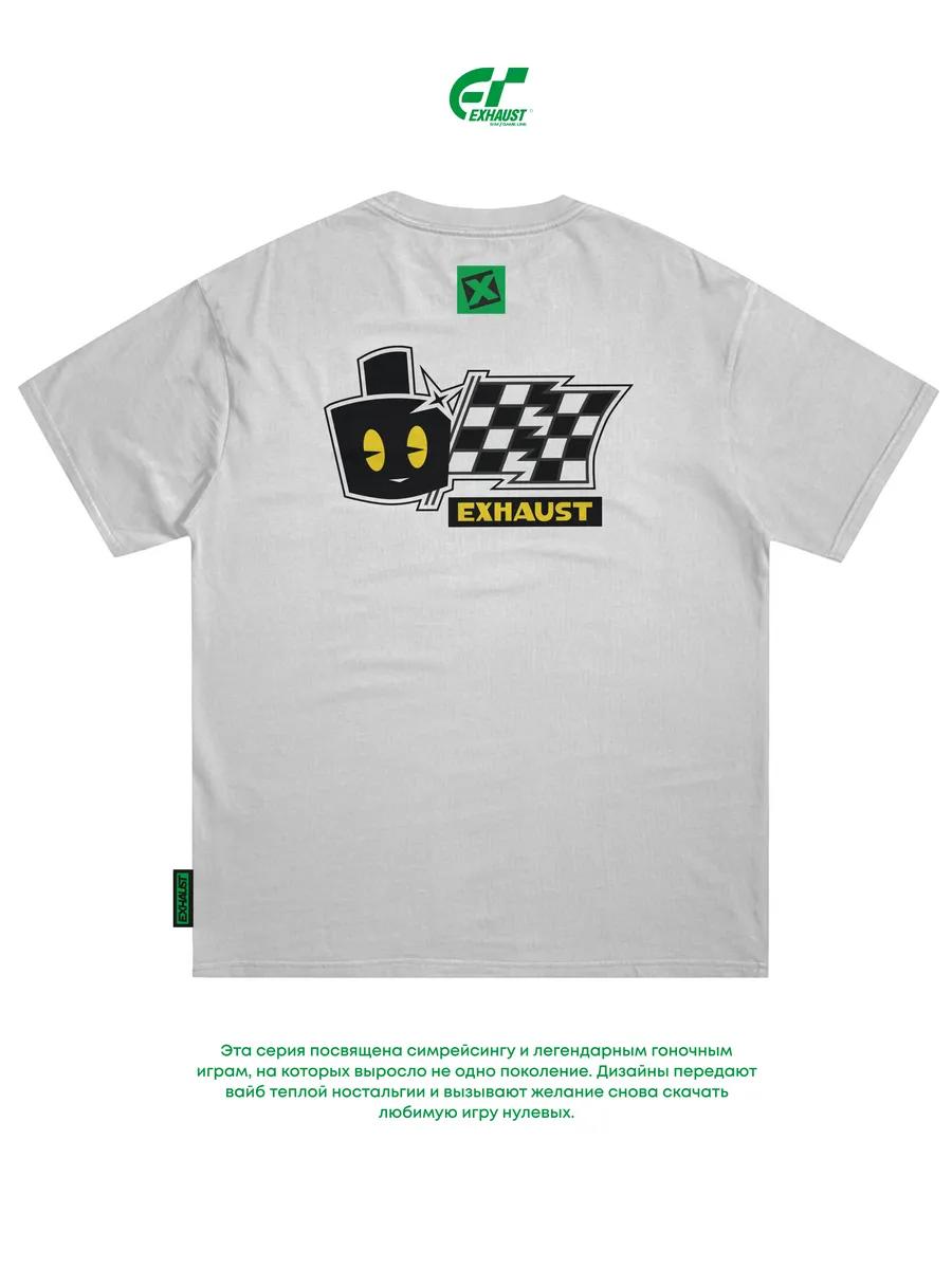 Oversized RACE FLAG print cotton T-shirt 3XL