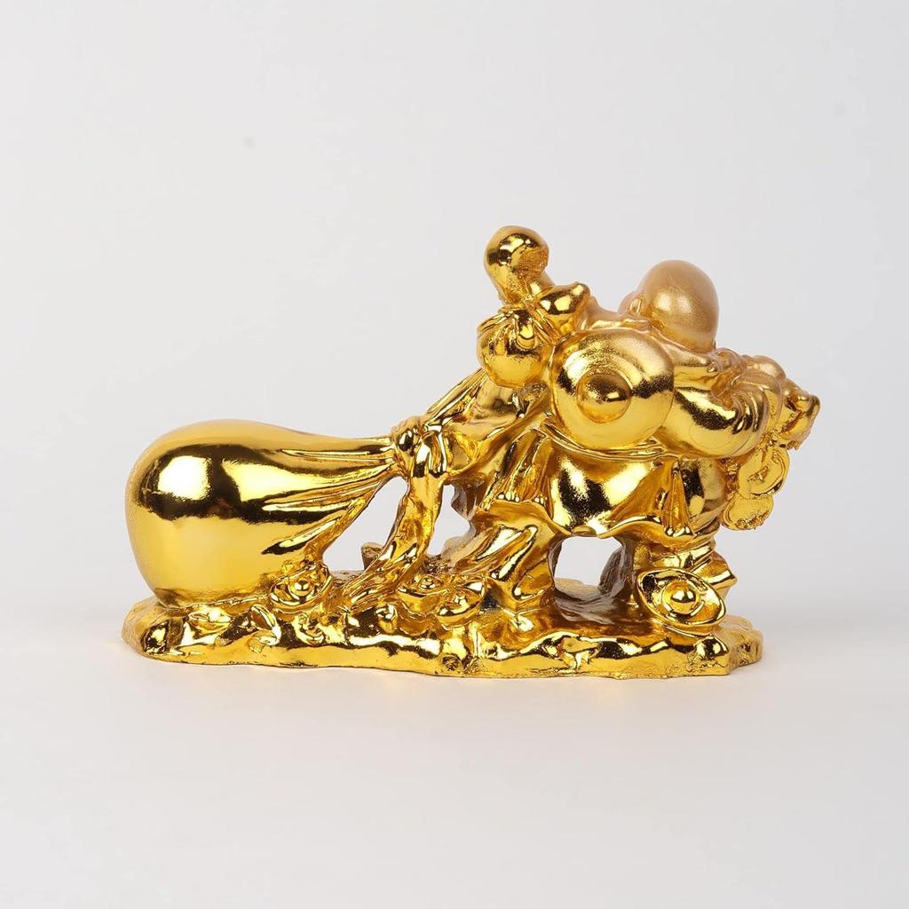 Kunstharz Vastu Feng Shui Lachender Buddha mit Geldsack für Reichtum und Geschäft, Dekorative Schaufigur für Zuhause, Geschäft und Armaturenbrett