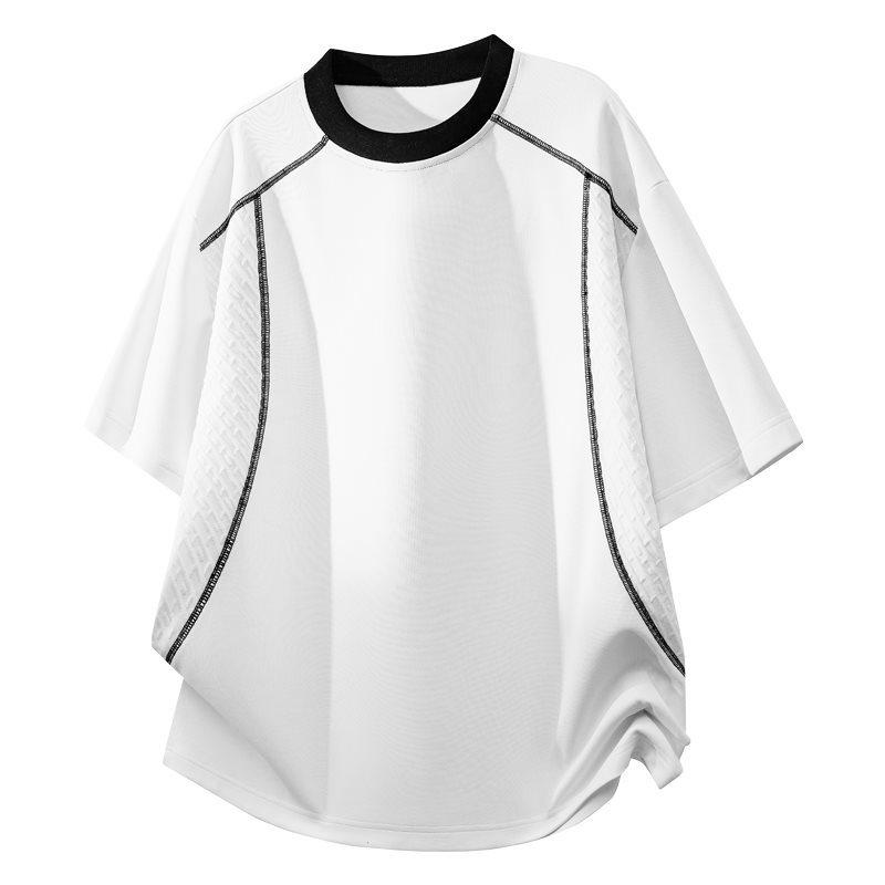 

2026 Men s Deconstructed Loose Ice Silk Round Neck Short Sleeve T-shirt 4XL білий