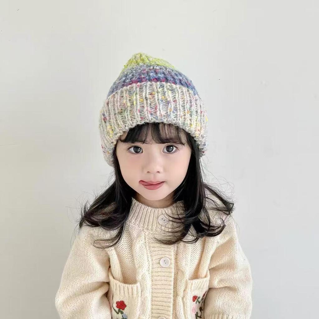 Adorable Baby Winter Knit Hat - Multi-Color Bobble, Korean Style, Christmas Theme, Cozy Wool Blend