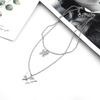 Fashion Punk Classic Double Layer Butterfly Necklace Wedding Jewelry Collar Chain Pendant Neckchain Accessories Creative Gifts