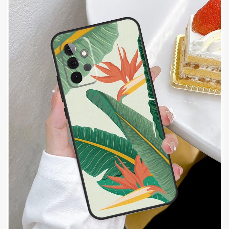 Banana Leaves Case For Samsung Galaxy A15 A25 A35 A55 A51 A71 A12 A32 A52 A13 A33 A53 A14 A34 A54 Cover