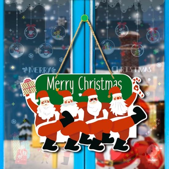 Christmas Door Hanging Claus Festive Sign Vibrant Color Santa Pattern Holiday Decoration Easy To Hang