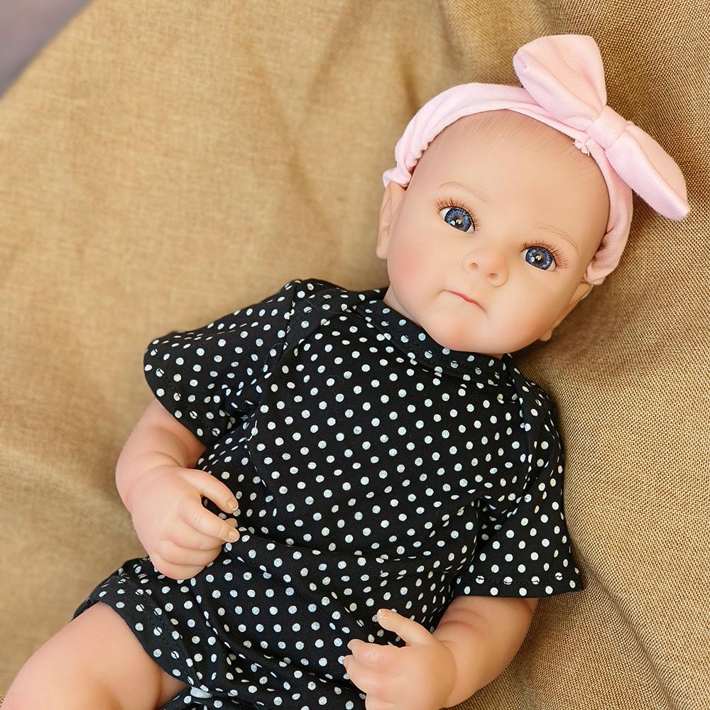 46CM Ganzkörper Neugeborene Bettie Baby Mädchen Reborn Puppe Weicher Kuschelkörper Lebensecht Weiche Haptik 3D Haut mit sichtbaren Adern Kunstpuppe