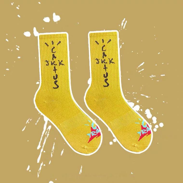 European And American Trendy Brands Ts Letter Brand Inverted Logo Cashew Nut Socks Trendy Sports Socks Pure Cotton Socks