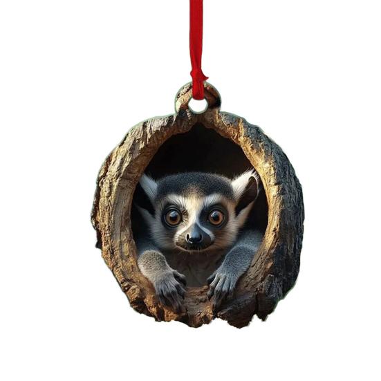Forest Animal Christmas Ornament 2D Acrylic Owl Raccoon Koala Squirrel Xmas Tree Hanging Decoration for Tree Home Party Decor