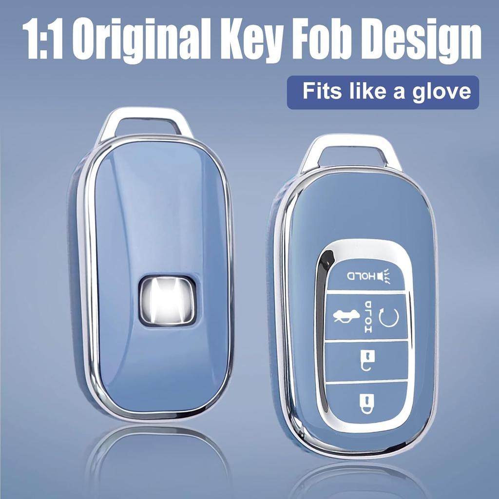 Montague Key Fob Cover For Honda With Keychain, Premium TPU Key Case Shell For 2024   Honda Accord, Civic, HR-V, CR-V, Pilot Remote Smart Car Key Fob