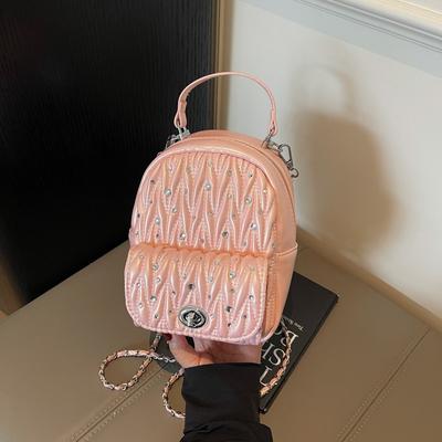 Premium Sense Niche Diamond Backpack Bag Women's New Fashion Versatile Backpack Travel Bag Tide