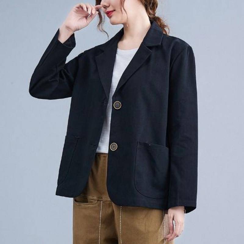 Plus-size Suit Plaid Jacket Autumn Winter Fashion Casual Loose Thicken Slim Long-sleeved Outwear Women's All-match Coat M-3XL