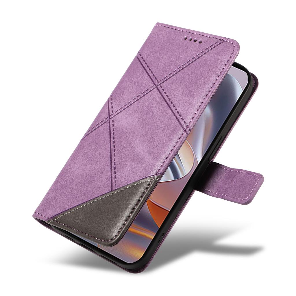 For Motorola Edge 50 Neo 5G/Moto S50 5G/Thinkphone 25 5G Case Leather Geometric Line Wallet Phone Cover with Wrist Strap