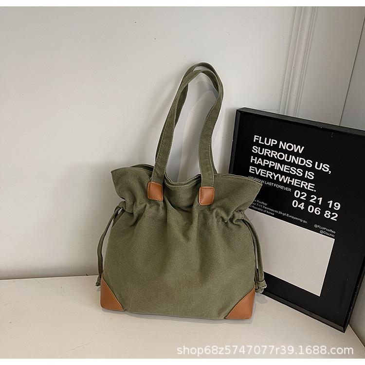 2025 New Oxford Cloth Large Capacity Tote Bag Fashion Versatile Handbag Casual Drawstring Folded Shoulder Bag Tide