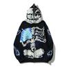 Autumn and winter new European and American trendy brand hip-hop skull zipper sweater jacket men and women the same casual couple hoodie