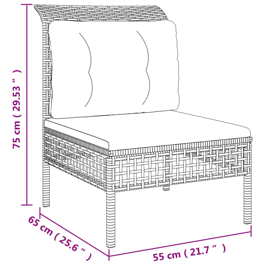 Vidaxl 7-Cz. Garden Lounge Set, Cushions, Grey, Rattan PE