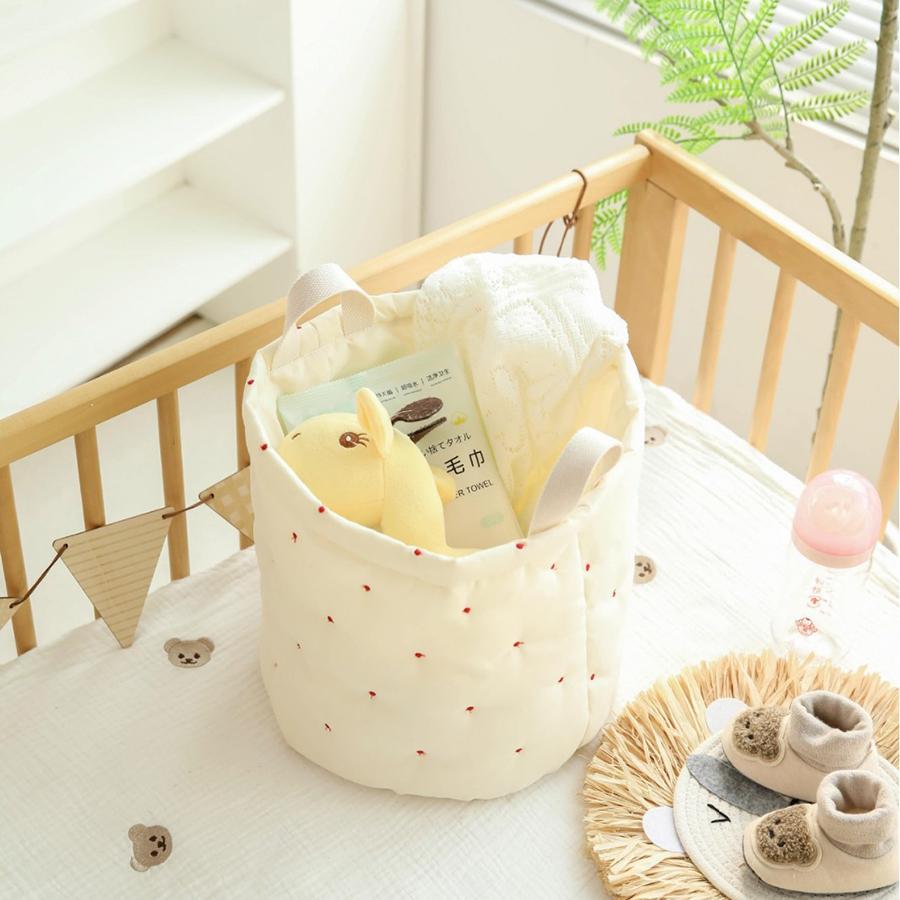 Gesteppter Babyartikel Aufbewahrungseimer Windeltaschen Spielzeug Kleidungskorb Große Kapazität Runder Windelstapler Windelaufbewahrungskorb