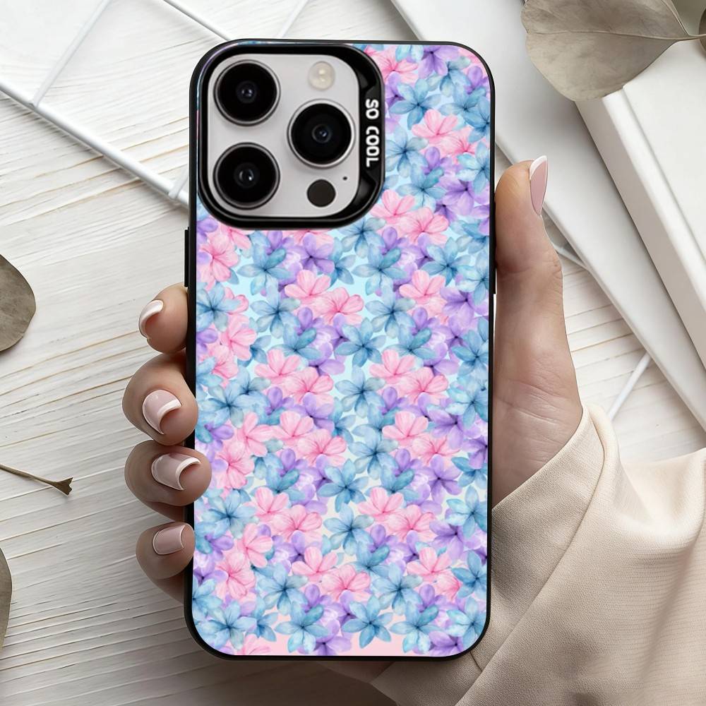 F-Flowers A-art Phone Case For iPhone17,16,15,14,13,12,11 Plus,Pro Max Candy Silver Plated Inside Cover
