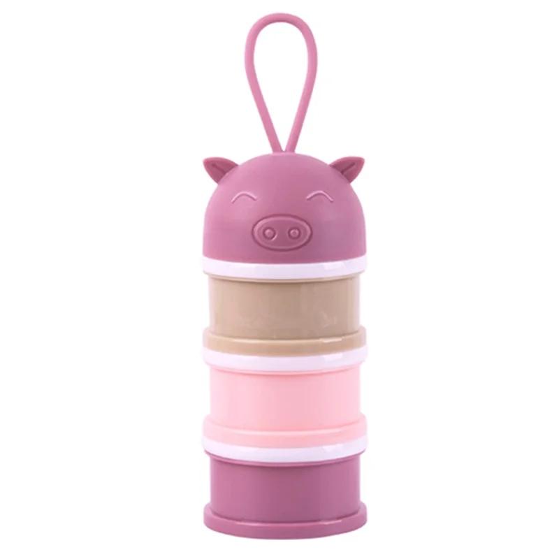 3 Layer Portable Newborn Baby Food Storage Box Cartoon Pig Essential Cereal Milk Powder Boxes Infant Kids Formula Container.