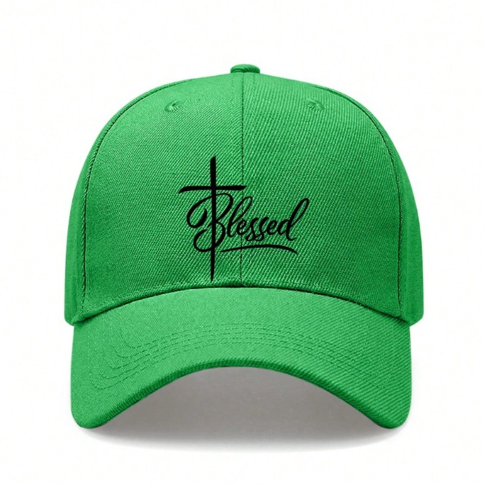 Fashion Sports Boutique [Inspirerende Baseballpet] Gezegend Kruis Grafische Print Polyester Zonbescherming Verstelbare Pet Voor Dagelijks Gebruik Buitenactiviteiten grasgroene kleur