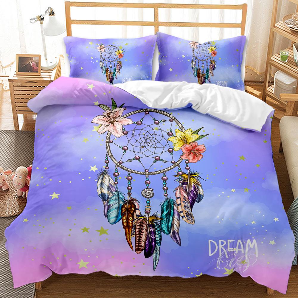 Comforter Dream Catcher Boho Mandala Twin Bedding Set 3Pcs For Girls Adults Purple Dream Catcher Comforter