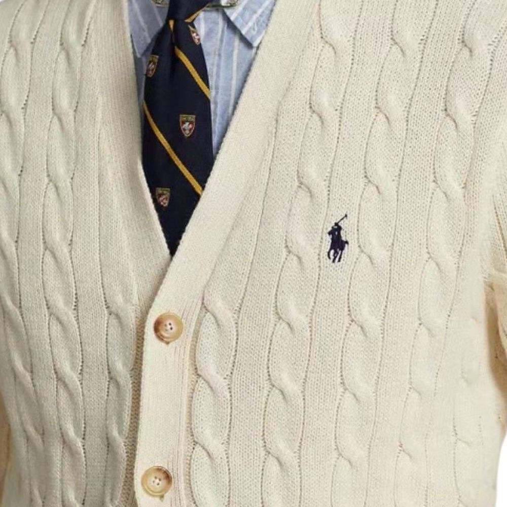 Polo Ralph Lauren Embroidered Pony Logo Twisted V-Neck Long Sleeve Knit Sweater Men Sweater MNPOSWE16821765-101