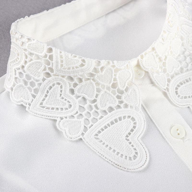 Spring & Winter Women's Anti-Wrinkle Chiffon Embroidered False Doll Collar Lapel Shirt Collar